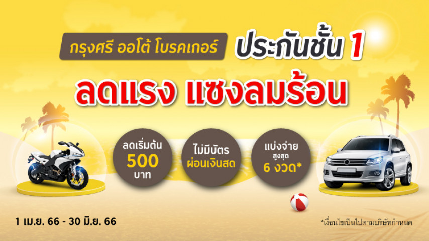 ลดแรง แซงลมร้อน ประกันภัยชั้น 1 ส่วนลดเริ่มต้น 500 บาท