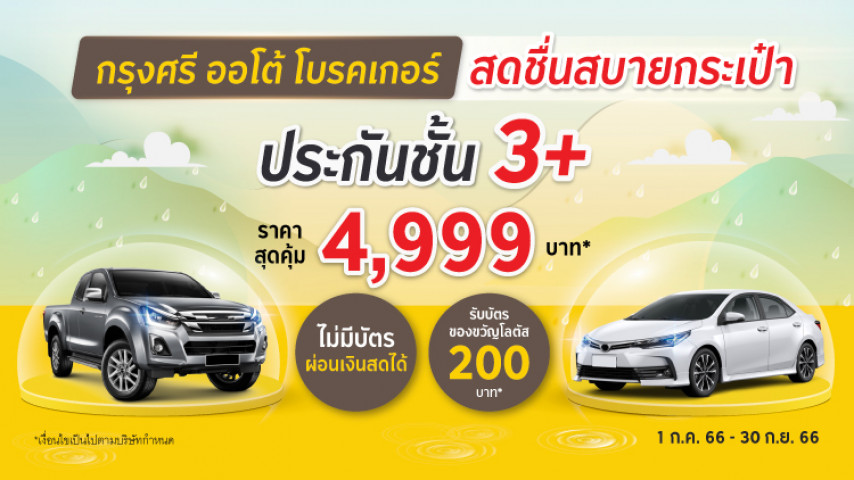 คุ้มอุ่นใจ ไร้กังวล ประกันภัยชั้น 3+ โดยบริษัท ไทยศรีประกันภัย จำกัด (มหาชน) คุ้มอุ่นใจ ไร้กังวล ประกันภัยชั้น 3+ โดยบริษัท ไทยศรีประกันภัย จำกัด (มหาชน)