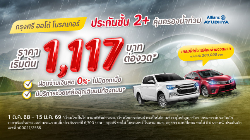 ประกันภัยชั้น 2+ น้ำท่วมไม่หวั่น โดย บริษัท อลิอันซ์ อยุธยา ประกันภัย จำกัด (มหาชน)